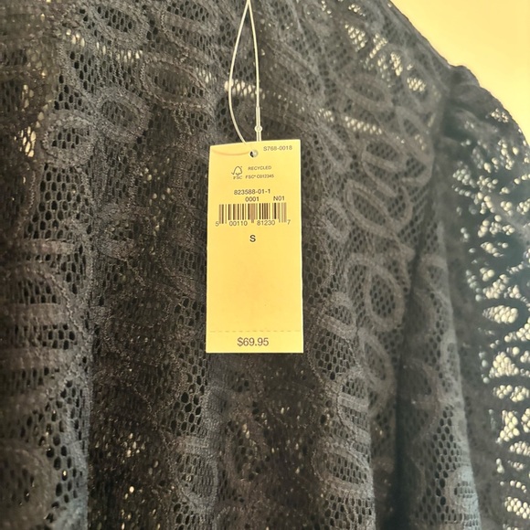 GAP Black Lace Long Sleeve Sheer Mock Neck Blouse Top Small - Picture 8 of 8